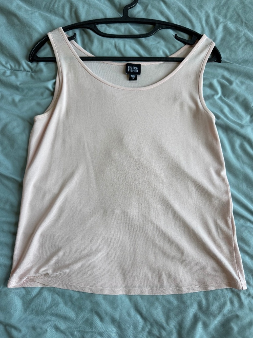 Eileen Fisher S Blush Pink 100% Silk Scoop Neck Tank
